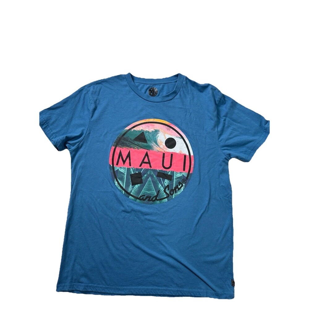 Maui And Sons T Shirt Blue Tropical Surf Mens Size Large